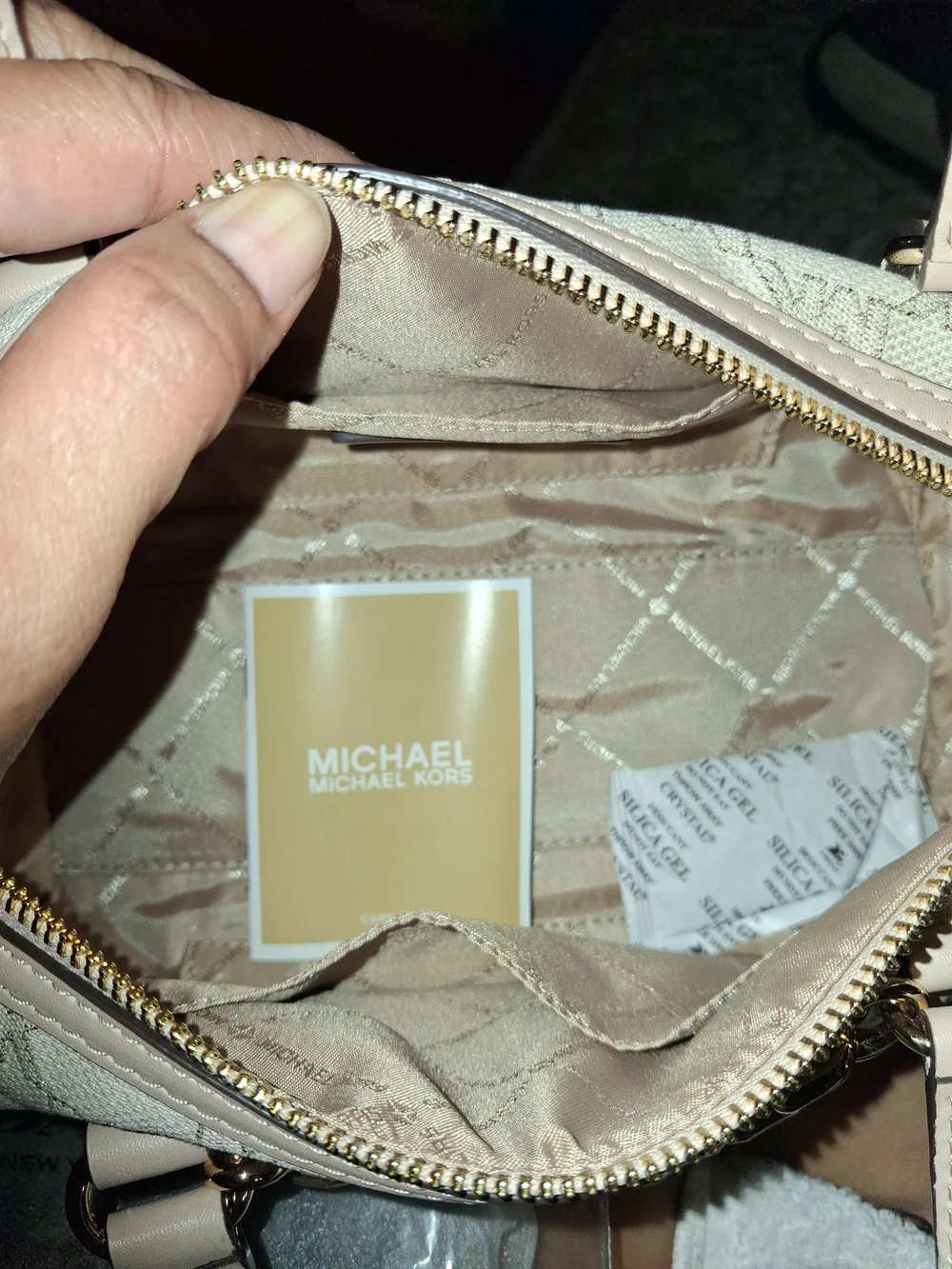 Michael Kors Cream and Gold Logo Satchel